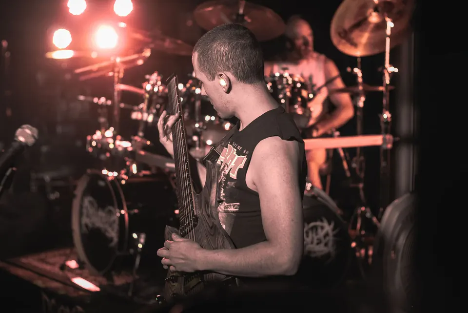 The bass player from Emulsified on stage