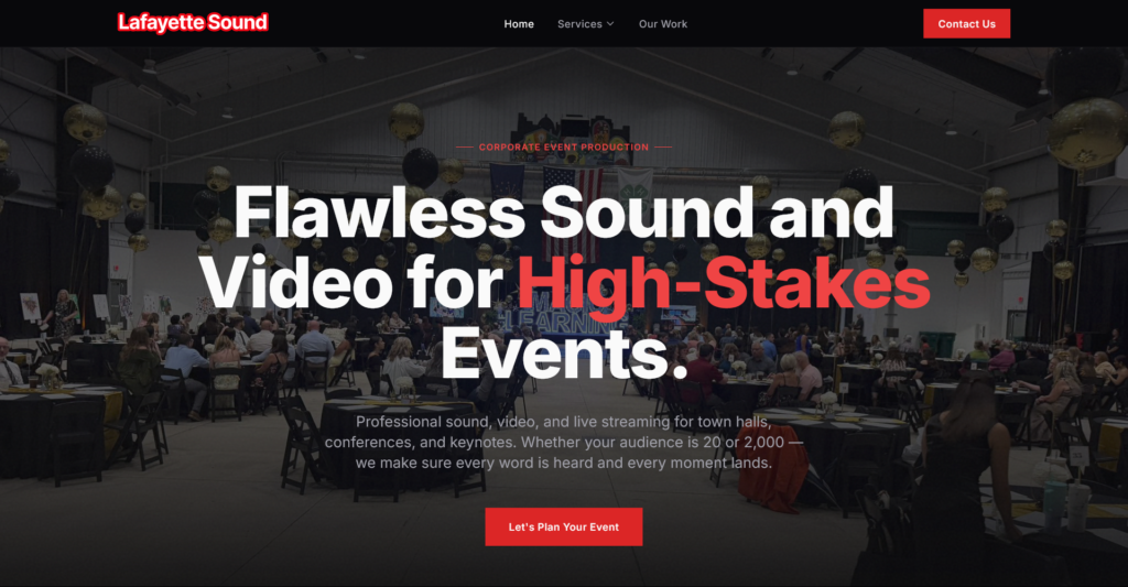 Homepage of the Lafayette Sound website