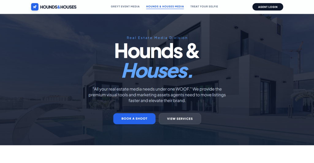 Homepage of the Hounds & Houses Media website